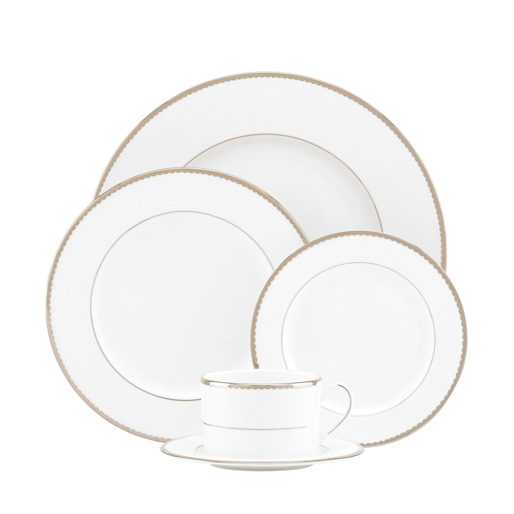 Lenox Kate Spade Sugar Pointe 5-Piece Place Setting White, WHITE BONE CHINA 847403