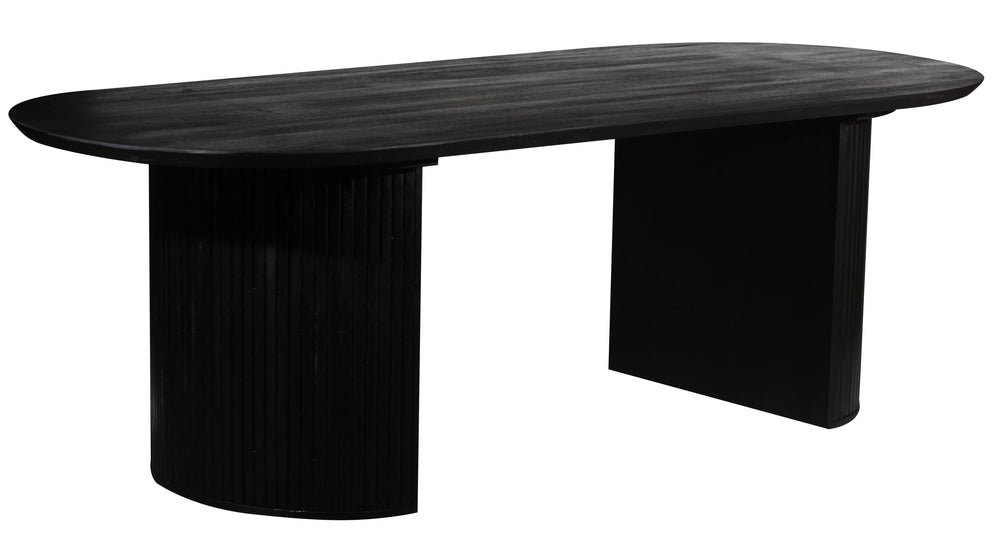 Porter Designs Porter Coburg Modern Solid Wood Dining Table With Unique Fluted Base, Sleek Black Oval Top Black Wood 07-108-01d-6889-kit