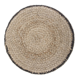 English Elm Larissa Round Braided Pouf — Handcrafted Natural Jute Ottoman, Supportive Seat & Versatile Décor Black B136P159332