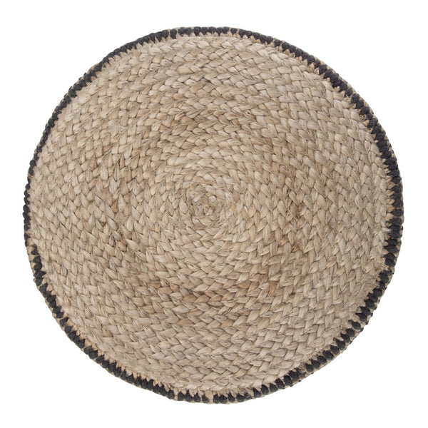 English Elm Larissa Round Braided Pouf — Handcrafted Natural Jute Ottoman, Supportive Seat & Versatile Décor Black B136P159332