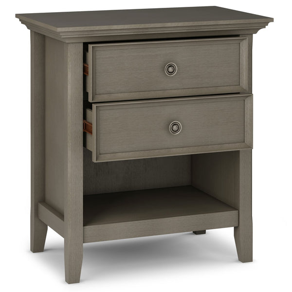 English Elm Amherst Bedside Table – Handcrafted Farmhouse Grey Wood With Drawers For Stylish Storage Solutions B136P158364