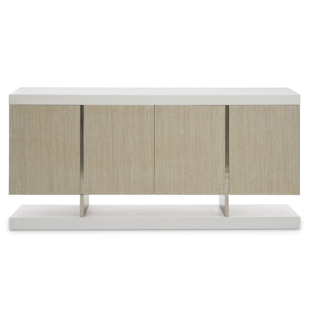 Bernhardt Bernhardt Solaria Sideboard With Shiny Nickel Cast-Aluminum Panels, White Oak Veneer, Soft-Close Doors 310131