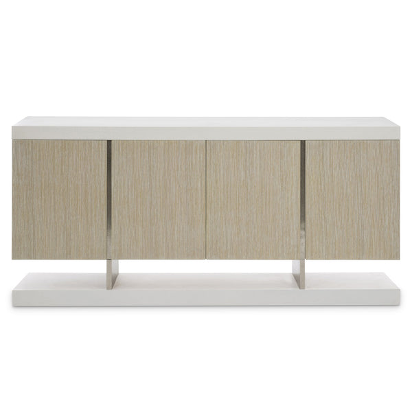 Bernhardt Bernhardt Solaria Sideboard With Shiny Nickel Cast-Aluminum Panels, White Oak Veneer, Soft-Close Doors 310131