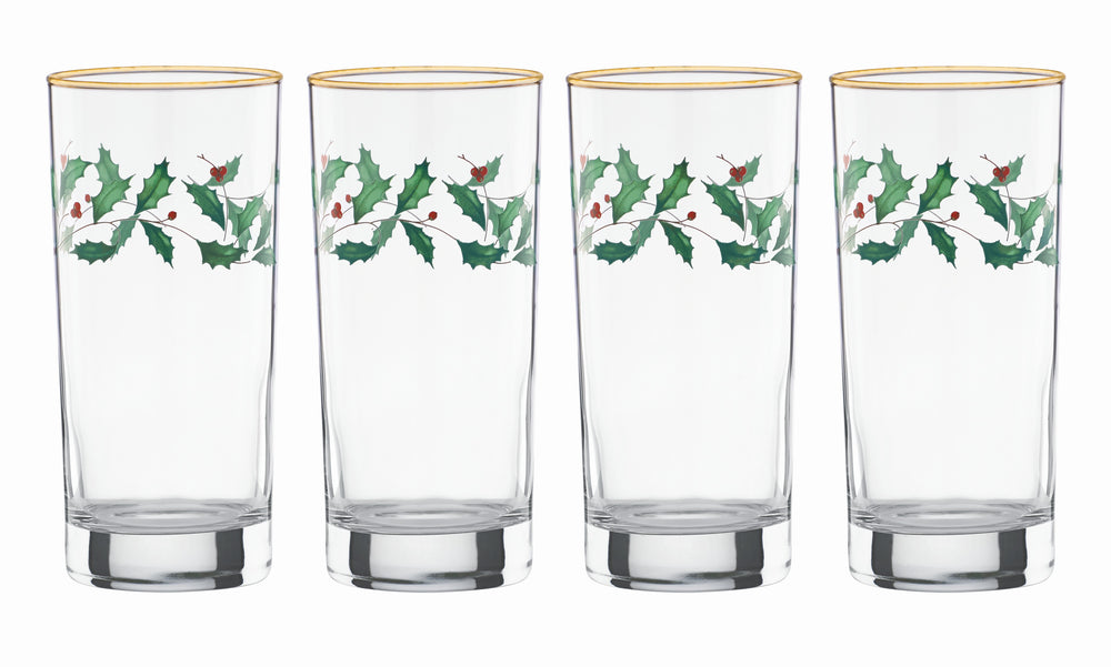 Lenox Holiday 4-Piece Highball Glass Set Red & Green, NO COLOR GLASS,CRYSTAL 849605