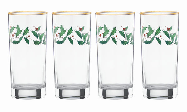 Lenox Holiday 4-Piece Highball Glass Set Red & Green, NO COLOR GLASS,CRYSTAL 849605