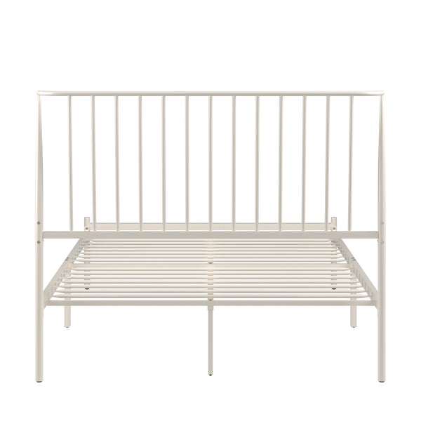 Homelegance By Top-Line Dante Metal Platform Bed with Curved Metal Headboard White Metal