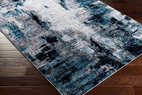 Livabliss Wanderlust Geometric Polyester Accent Rug for Entryway Kitchen or Bedroom Decor Sky Blue, Ink B 7'10" x 7'10" WNL2309-710RD