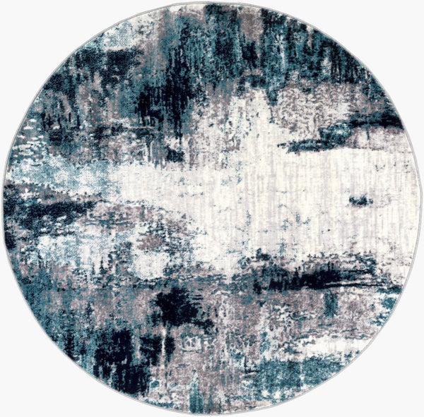 Livabliss Wanderlust Geometric Polyester Accent Rug for Entryway Kitchen or Bedroom Decor Sky Blue, Ink B 5'3" x 5'3" WNL2309-53RD