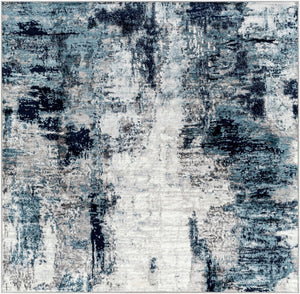Livabliss Wanderlust Geometric Polyester Accent Rug for Entryway Kitchen or Bedroom Decor Sky Blue, Ink B 6'7" x 6'7" Square WNL2309-67SQ