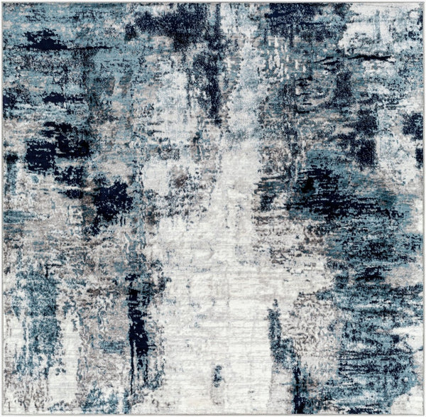 Livabliss Wanderlust Geometric Polyester Accent Rug for Entryway Kitchen or Bedroom Decor Sky Blue, Ink B 6'7" x 6'7" Square WNL2309-67SQ