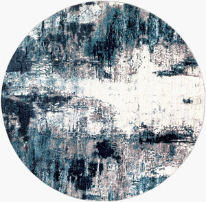 Livabliss Wanderlust Geometric Polyester Accent Rug for Entryway Kitchen or Bedroom Decor Sky Blue, Ink B 7'10" x 7'10" WNL2309-710RD