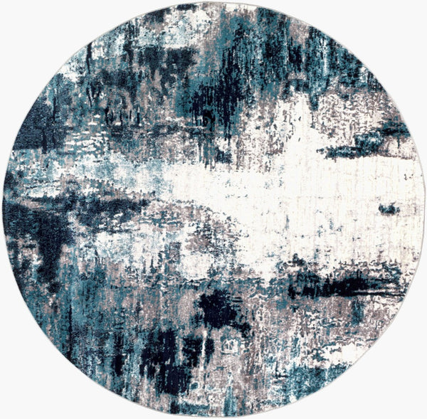Livabliss Wanderlust Geometric Polyester Accent Rug for Entryway Kitchen or Bedroom Decor Sky Blue, Ink B 7'10" x 7'10" WNL2309-710RD