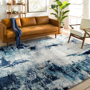 Livabliss Wanderlust Geometric Polyester Accent Rug for Entryway Kitchen or Bedroom Decor Sky Blue, Ink B 6'7" x 6'7" Square WNL2309-67SQ
