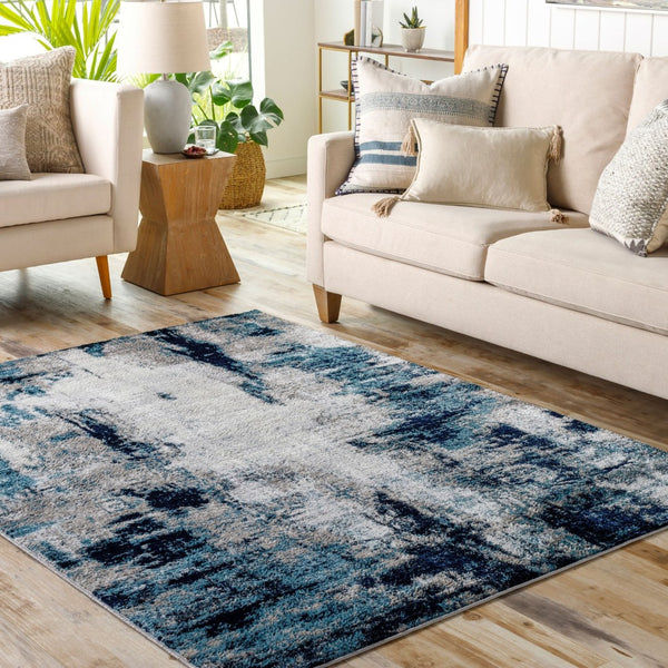 Livabliss Wanderlust Geometric Polyester Accent Rug for Entryway Kitchen or Bedroom Decor Sky Blue, Ink B 8'10" x 12'4" WNL2309-93123