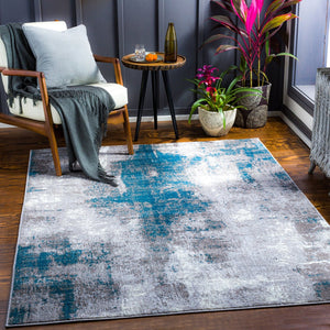 Livabliss Wanderlust Geometric Polyester Area Rug Turkish Woven for Modern Minimalist Living Spaces Denim, Medium G 6'7" x 9' WNL2328-679