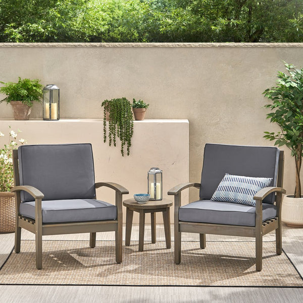 English Elm Christopher Knight Home® - Peyton Club Chair - Durable Acacia Wood Frame With Water-Resistant Cushions For Ultimate Outdoor Comfort 57973.00GRY