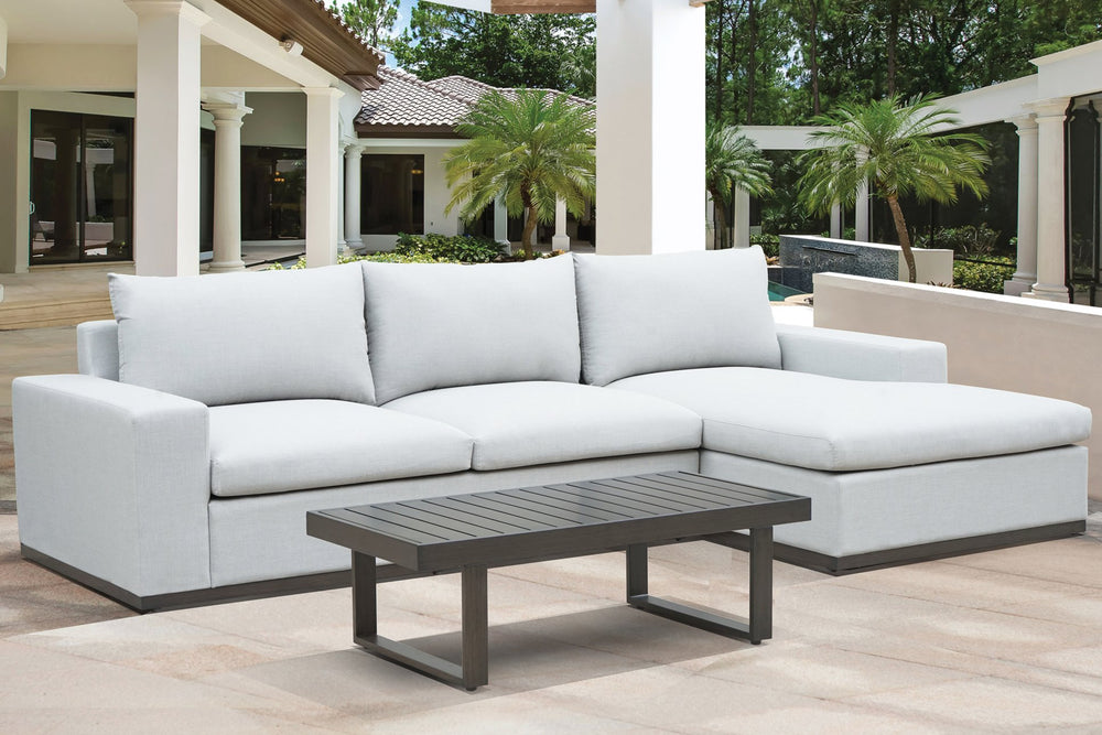 English Elm Steve Silver - Wyatt 2-Piece Sectional with Cocktail Table in White — Outdoor-Ready Fabric, Aluminum Base, Fade-Resistant Finish B081S00399