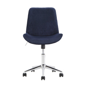 Homelegance By Top-Line Caspian Velvet Ripple Pattern Office Chair Blue Velvet