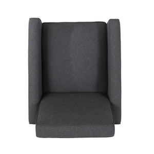 English Elm Christopher Knight Home® - Smoke Low-Profile Fabric Push Back Recliner Chair for Small Spaces, Tapered Legs & Pipe Edge Accents 52422.00FSMK