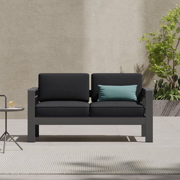 English Elm Christopher Knight Home® - CAPE Coral KD Loveseat with Aluminum Frame, Water-Resistant Cushions, 600lb Capacity, Compact DARK GREY 56348.00GRY