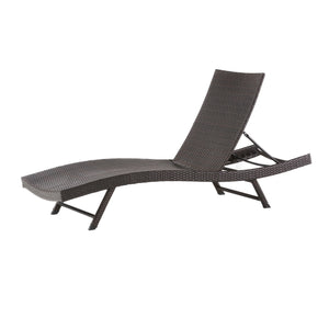 English Elm Christopher Knight Home® - KAUAI PE WICKER CHAISE Brown Multi Rattan Outdoor Adjustable Lounger Curved Contour All-Weather Comfort 54087.00