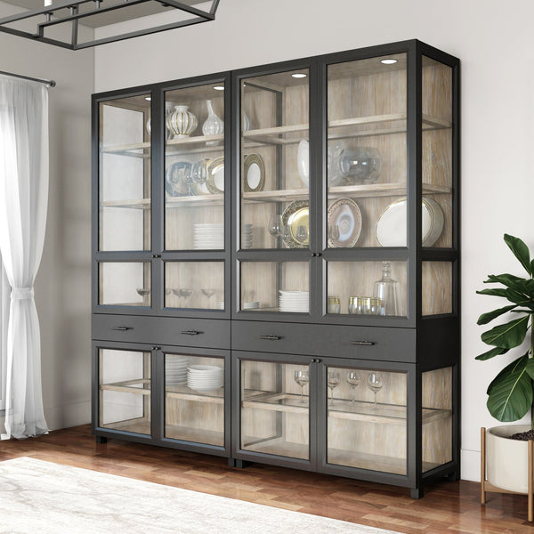 A.R.T. Furniture Frame Display Cabinet - Elegant Two-tone Design With Glass Doors, Adjustable Shelves & Touch Lighting Black Ash & Poplar Solid,Plank,Effect Flakey & Quarter,Sawn Oak Veneer,Metal 278240-2340