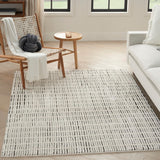 Nourison Cozy Modern CMD03 Machine Made Power-loomed Borderless Design Indoor Only Scandinavian Modern Rug Ivory Black, Ivory Black 100% Polyester 99446942197