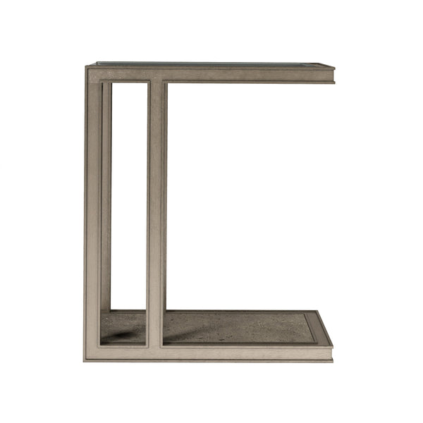 A.R.T. Furniture Cove Accent Table: Glamorous Transitional Design With Tempered Glass Top And Elegant Cork Shelf Grey Rubberwood Solids,Primavera Veneer,Glass,Cork 349308-2743