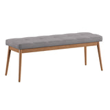 Homelegance By Top-Line Arnet Oak Angled Leg Linen Dining Bench Light Oak Rubberwood