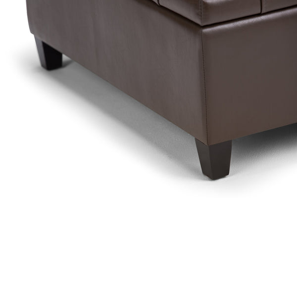 English Elm Harrison Coffee Table Storage Ottoman - Chocolate Brown Faux Leather, Multi-Functional & Stylish B136P159139