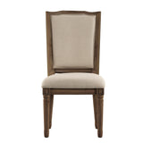 Homelegance By Top-Line Mayer Ornate Linen and Wood Dining Chairs (Set of 2) Beige Rubberwood