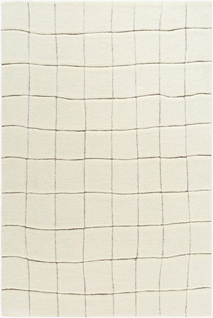 Livabliss Wooly Hand-tufted Wool Blend Area Rug for Entryways Bathrooms and Bedside Spaces Ivory, Charcoal 6' x 9' WOL2301-69