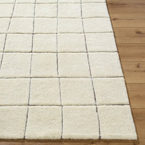 Livabliss Wooly Hand-tufted Wool Blend Area Rug for Entryways Bathrooms and Bedside Spaces Ivory, Charcoal 2' x 3' WOL2301-23