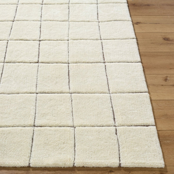 Livabliss Wooly Hand-tufted Wool Blend Area Rug for Entryways Bathrooms and Bedside Spaces Ivory, Charcoal 2' x 3' WOL2301-23