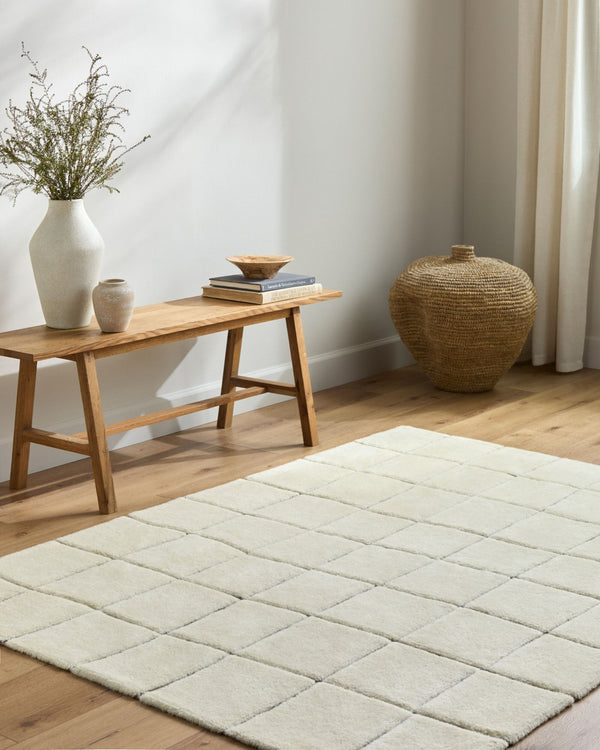 Livabliss Wooly Hand-tufted Wool Blend Area Rug for Entryways Bathrooms and Bedside Spaces Ivory, Charcoal 2' x 3' WOL2301-23