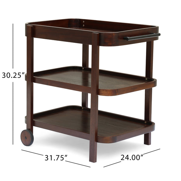 English Elm Christopher Knight Home® - TROLLEY Christopher Knight Home Selleck Mahogany Wood Bar Cart 24"D x 31.75"W Stylish Mobile Server for Entertaining and Bottle Storage 63113.00
