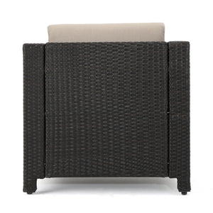 English Elm Puerta 4 Piece Outdoor Patio Set Pe Wicker Rattan with Iron Frame Cushioned Seating 52978.00DBRN