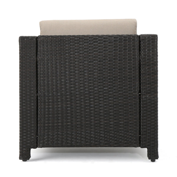 English Elm Puerta 4 Piece Outdoor Patio Set Pe Wicker Rattan with Iron Frame Cushioned Seating 52978.00DBRN