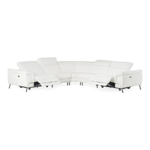 VIG Furniture Wonder Italian Modern White Leather Sectional Sofa With Electric Recliners, Stainless Legs, Luxury Comfort VGCCWONDER-WHT-SECT