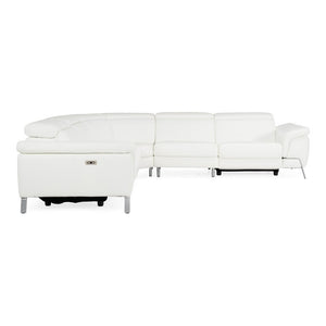 VIG Furniture Wonder Italian Modern White Leather Sectional Sofa With Electric Recliners, Stainless Legs, Luxury Comfort VGCCWONDER-WHT-SECT