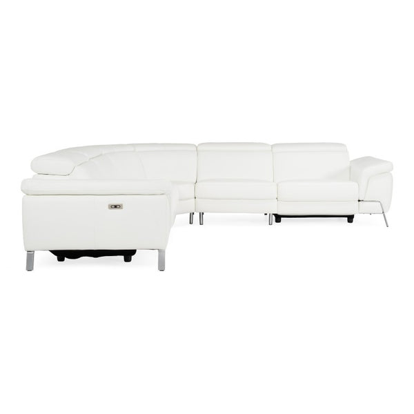 VIG Furniture Wonder Italian Modern White Leather Sectional Sofa With Electric Recliners, Stainless Legs, Luxury Comfort VGCCWONDER-WHT-SECT