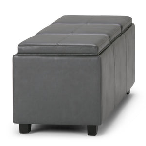 English Elm Avalon Storage Ottoman In Stone Grey - Stylish Multi-Functional Bench With Hidden Storage & Trays B136P158113