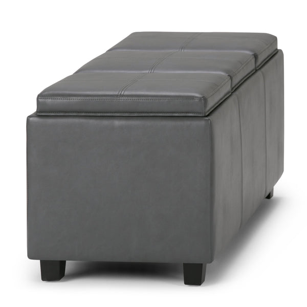 English Elm Avalon Storage Ottoman In Stone Grey - Stylish Multi-Functional Bench With Hidden Storage & Trays B136P158113