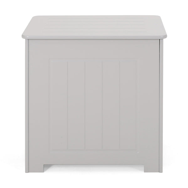 English Elm Christopher Knight Home® - BATHROOM Modern Light Grey Faux Wood Laundry Hamper with Flip-Top Lid, Vertical Slats, 20"W x 20.25"H 66608.00LGRY