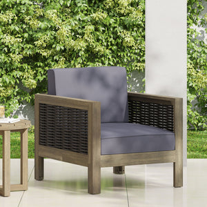 English Elm Christopher Knight Home® - Outdoor Acacia Wood Club Chair With Wicker Accents – Stylish, Weather-Resistant Comfort For Patios 68942.00DGRY