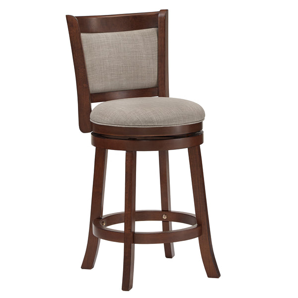 Homelegance By Top-Line Sydney Upholstered Back Swivel 24" Counter Height Stool Grey Rubberwood