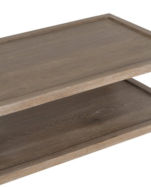 Porter Designs Porter Lowell Solid White Oak Coffee Table With Storage Shelves - Timeless Design For Any Space Brown Wood 05-108-13-1920