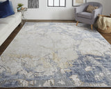 Feizy Rugs Laina Abstract Low Pile Rug - Modern Transitional Design For Living Rooms And Bedrooms, Easy Care Tan,Blue Polyester,Polypropylene Lai39g8fblumltj00