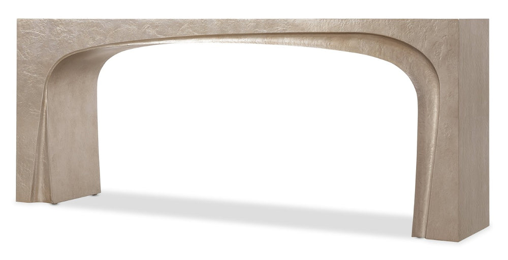 Hooker Furniture Westwood Venetian Dawn Console Table — Narrow 74" Sculptural Arch Base, Silver-Leaf Modern Luxury 6133-85005-94