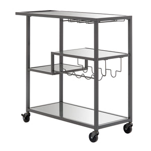 Homelegance By Top-Line Samar Glass Top Metal Bar Cart Black Steel